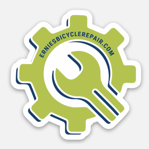 Ernie's Bicycle Repair Logo Sticker - Green Gear